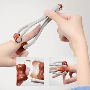 1/2Pcs Solid Wood Finger Massage Roller with 360° Rollers Clip Design Finger Massager Acupressure Stick for Hand Meridian Relief