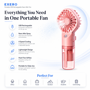Portable USB Rechargeable Nano Mist Fan with 4 Speed Cooling