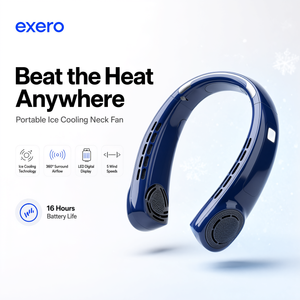 Portable Neck Fan with Ice Cooling & LED Display