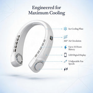 Portable Neck Fan with Ice Cooling & LED Display