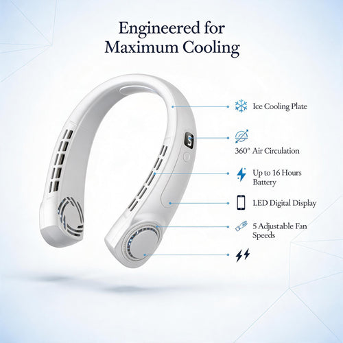 Portable Neck Fan with Ice Cooling & LED Display
